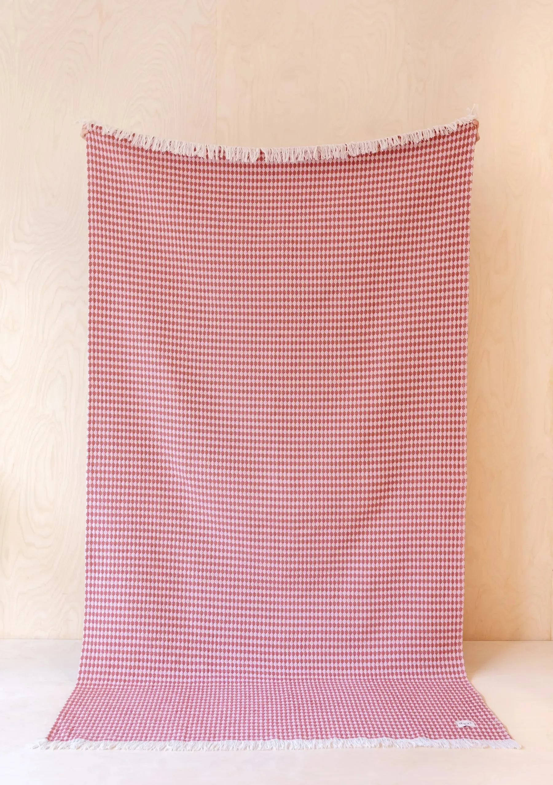 Pink Argyle Cotton Throw