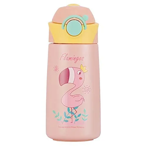 (PINKAH) Kids Cartoon Design Bottle | Stainless Steel (390ML) - Pink