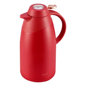 PINKAH Thermal Coffee Carafe 2L Stainless Steel Vacuum Thermos with Temperature Display Lid (Red)