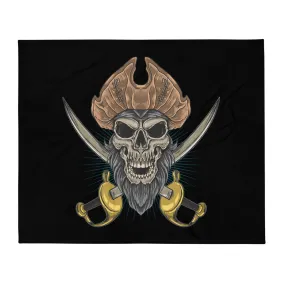 Pirate skull in front of crossed sabers Throw Blanket