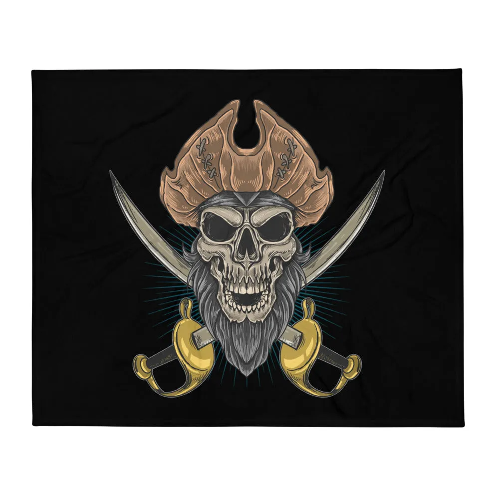 Pirate skull in front of crossed sabers Throw Blanket