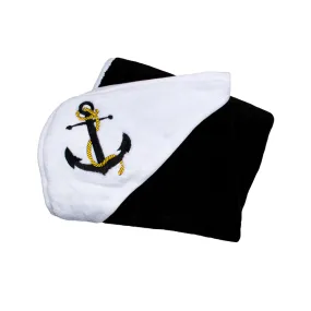 Plush Black and White Navy Sailor Baby Blanket