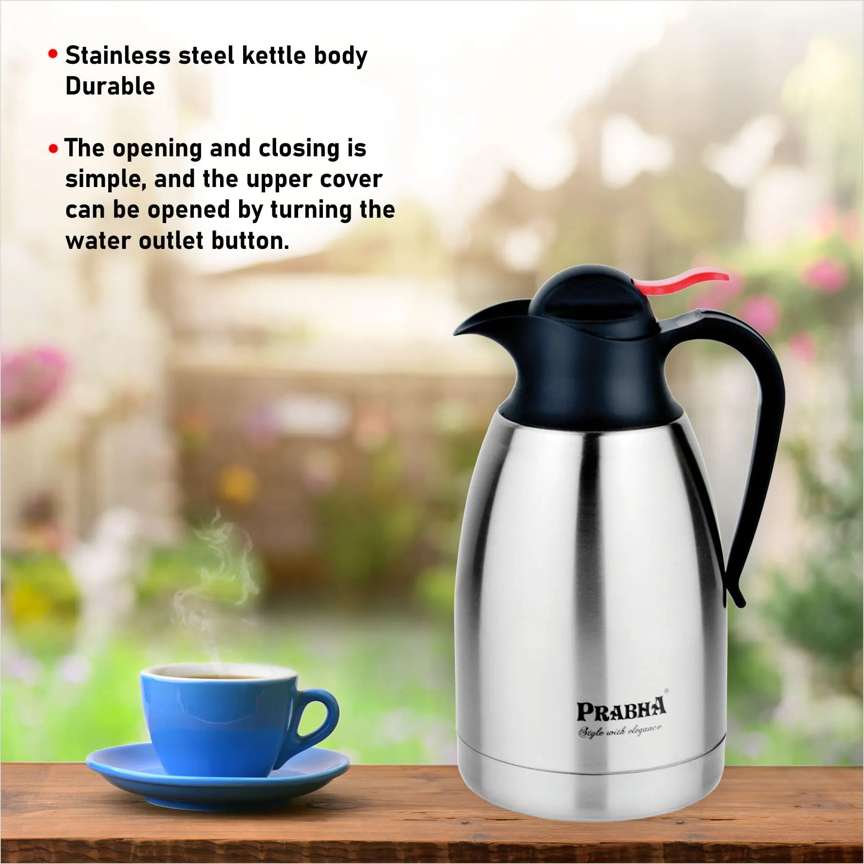 Prabha Stainless Steel Thermal Coffee Carafe - 1500ml Double Wall Vacuum Flask for Hot Coffee, Tea, and More