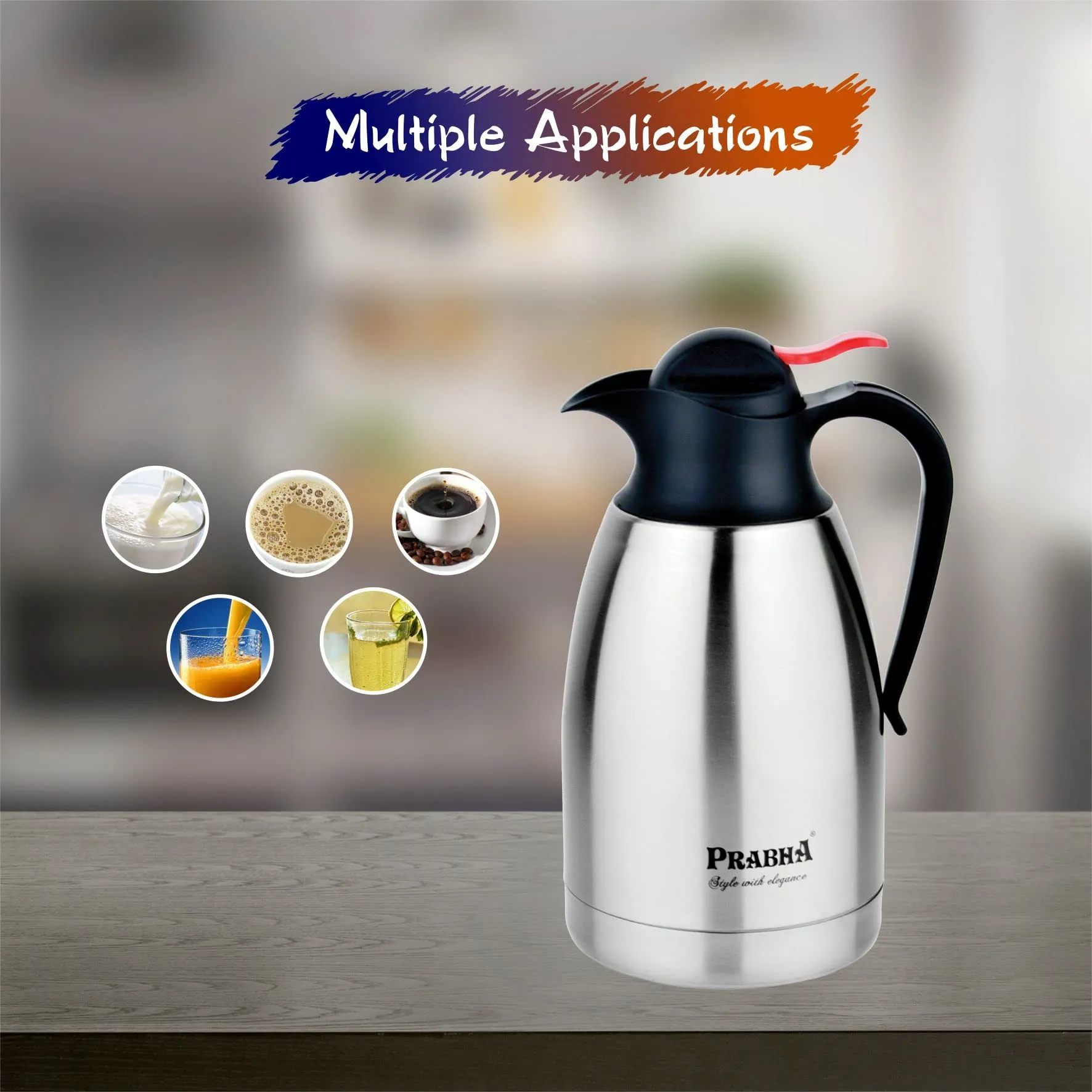 Prabha Stainless Steel Thermal Coffee Carafe - 1500ml Double Wall Vacuum Flask for Hot Coffee, Tea, and More