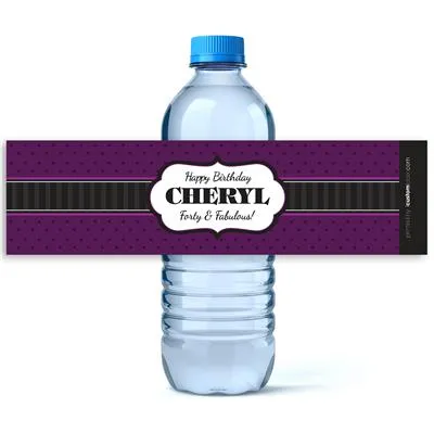 Purple Birthday Water Bottle Labels