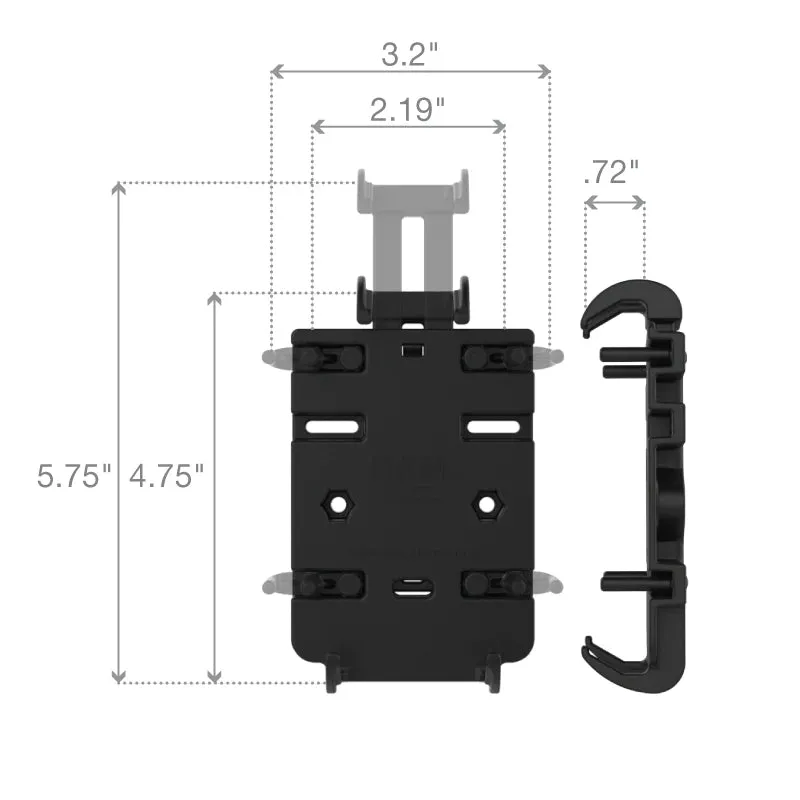 RAM® Quick-Grip™ Phone Mount with RAM® Twist-Lock™ Suction Ratchet Base (RAP-B-104-224-PD3U)