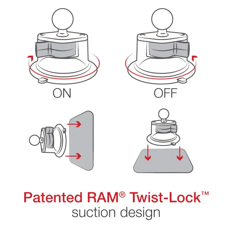 RAM® Twist-Lock™ Suction Cup Mount for Apple iPhone Xs Max 7 & 6 Plus (RAM-B-166-AP19U)