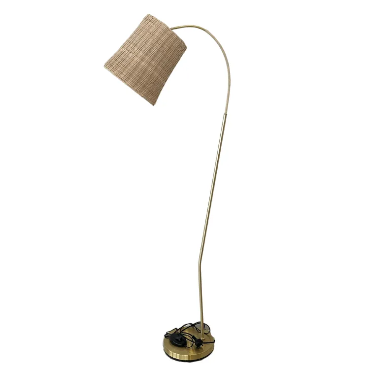 Rattan Floor Lamp | Natural/Gold