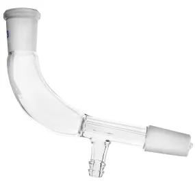 Receiver Adaptor, Bend with Vacuum Connection - Socket Size: 14/23, Cone Size: 14/23 - Borosilicate Glass - Eisco Labs