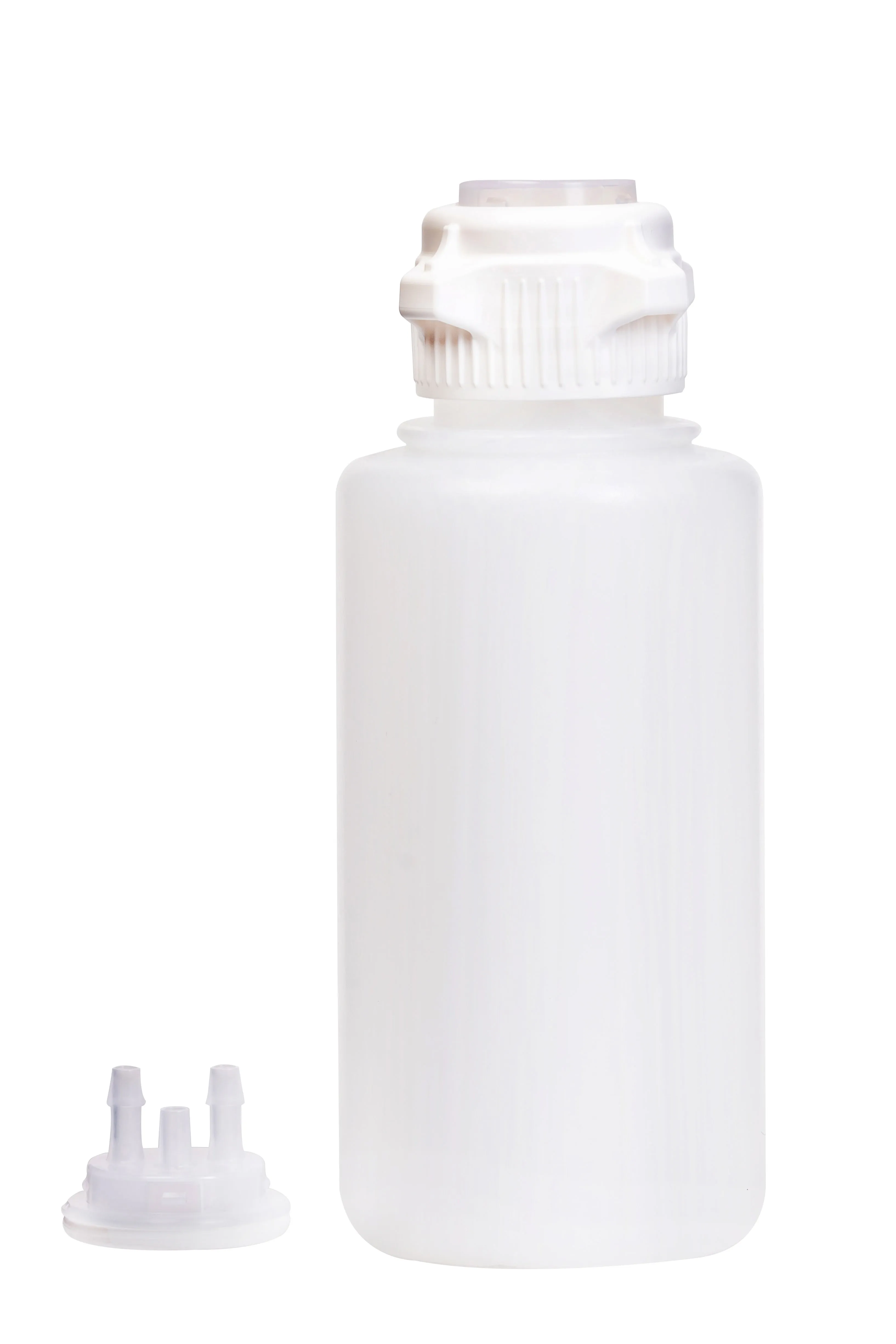 Round EZLabpure™ Polypropylene (PP) Vacuum Bottle, 1 L, Open VersaCap® 53B, With Closed and 2x1/4" HB Adapters, 1/EA