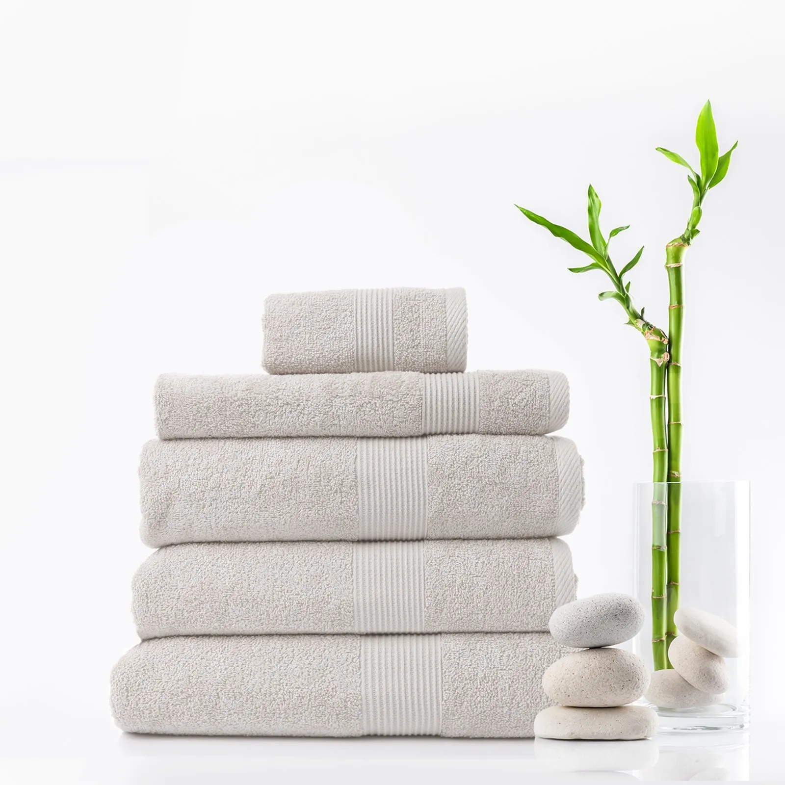 Royal Comfort 5 Piece Cotton Bamboo Towel Set 450GSM Luxurious Absorbent Plush  Sea Holly