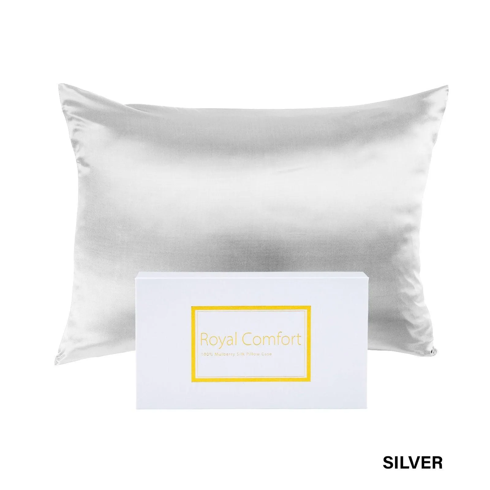 Royal Comfort Pure Silk Pillow Case 100% Mulberry Silk Hypoallergenic Pillowcase - Silver