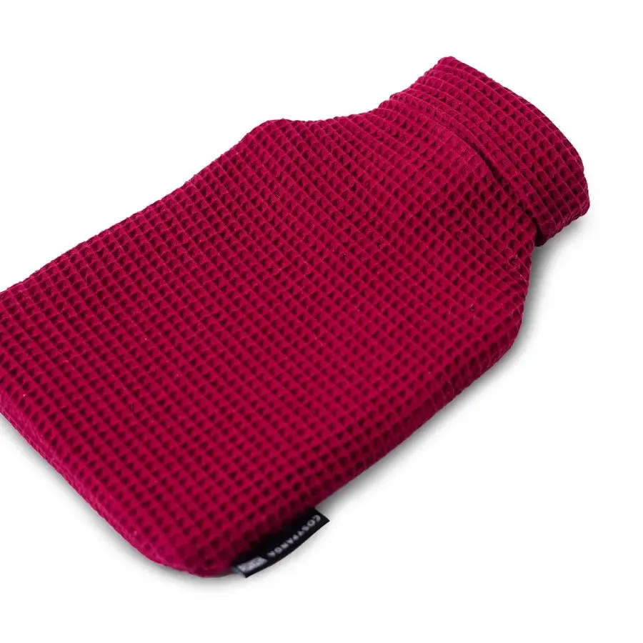 Ruby Red Luxurious 2 Litre Waffle Hot Water Bottle