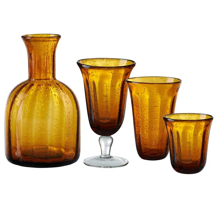 Savannah Bubble Glass Carafe - Amber