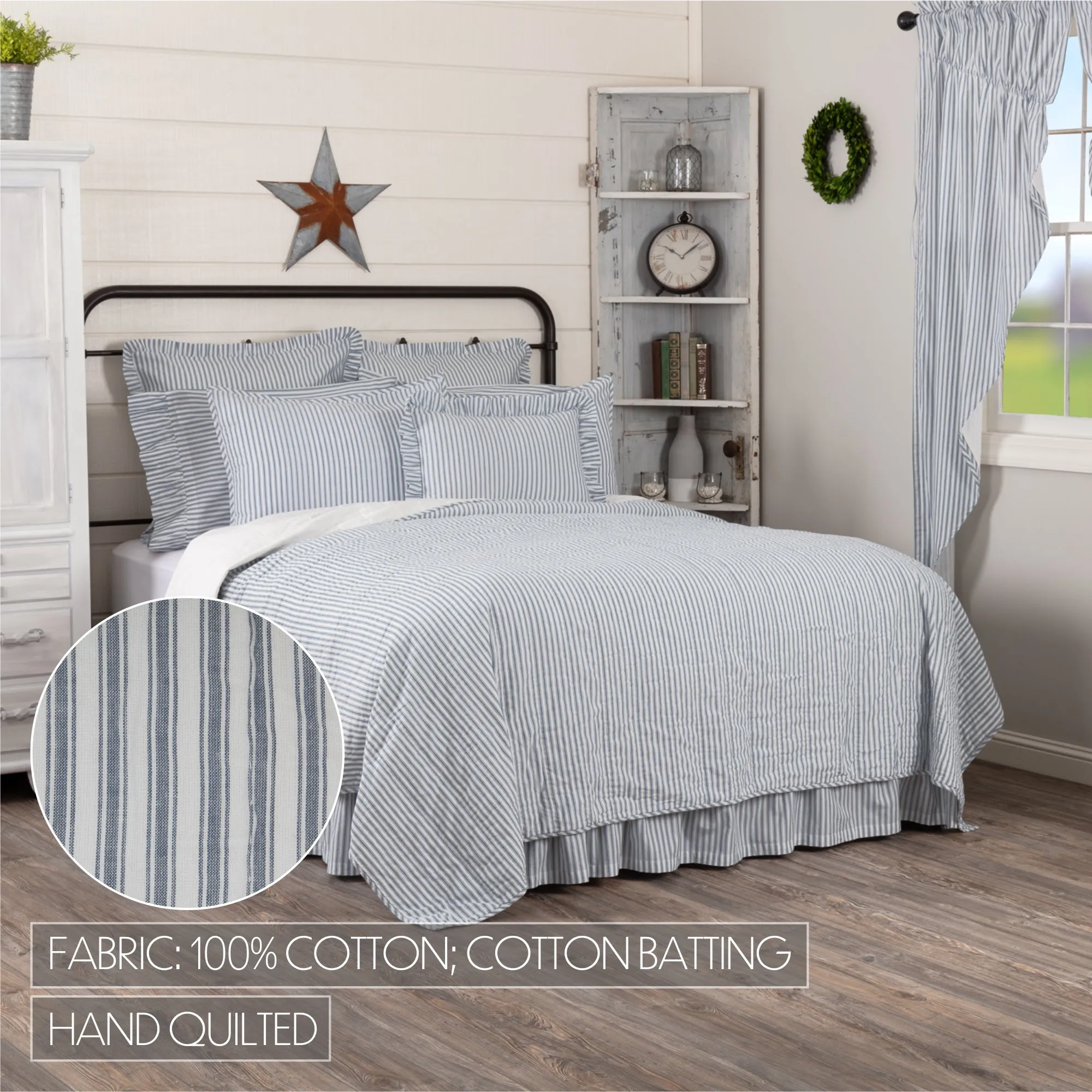 Sawyer Mill Blue Ticking Stripe  Quilt Coverlet