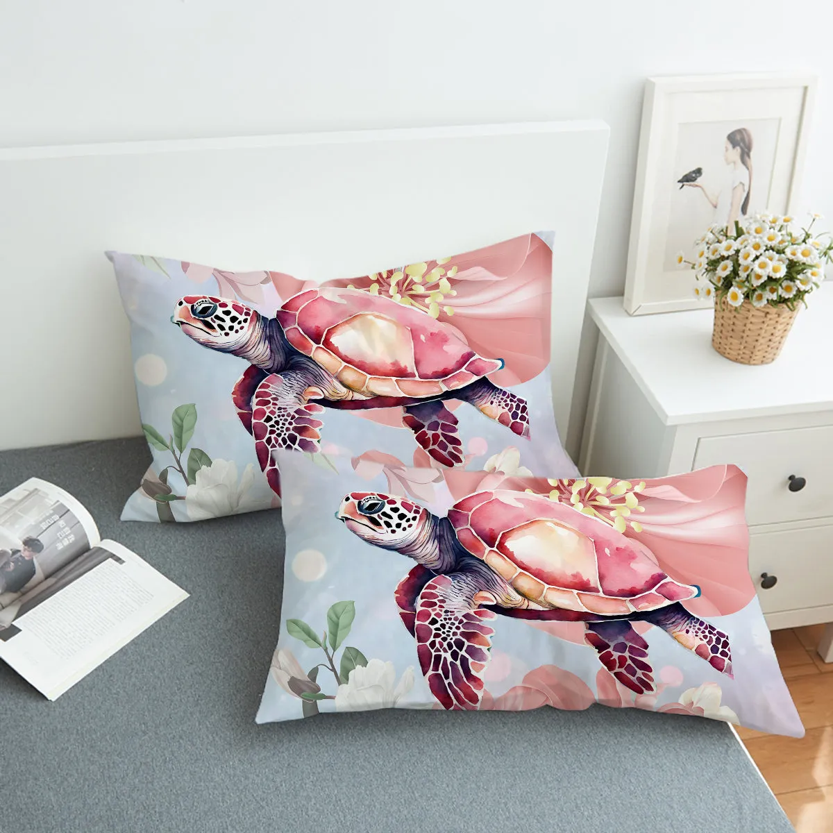 Sea Turtle Blossoms Bedding Set