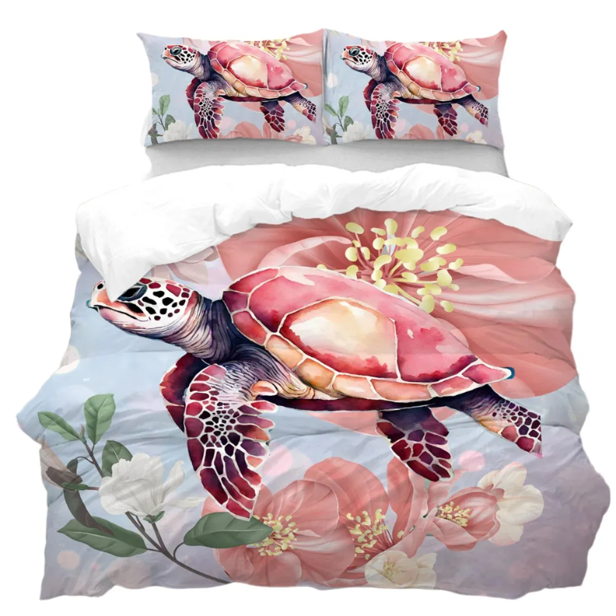 Sea Turtle Blossoms Bedding Set