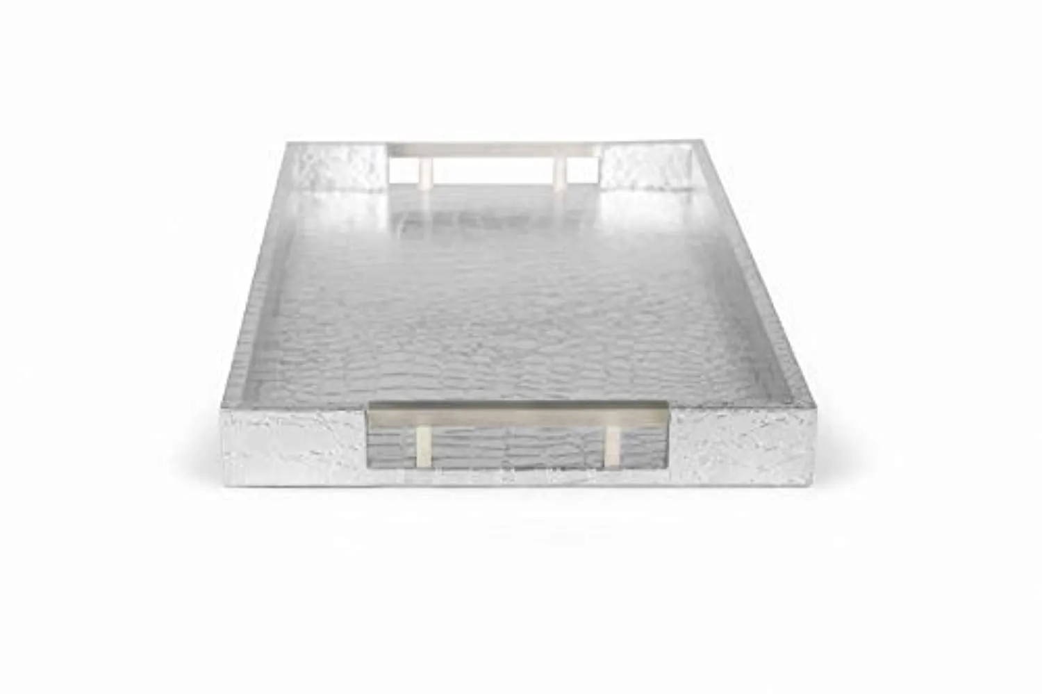 Silver Rectangle Glossy Alligator Croc Decorative  Serving Tray