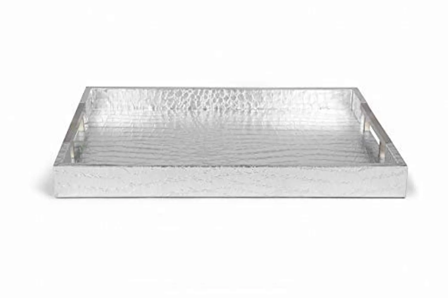 Silver Rectangle Glossy Alligator Croc Decorative  Serving Tray