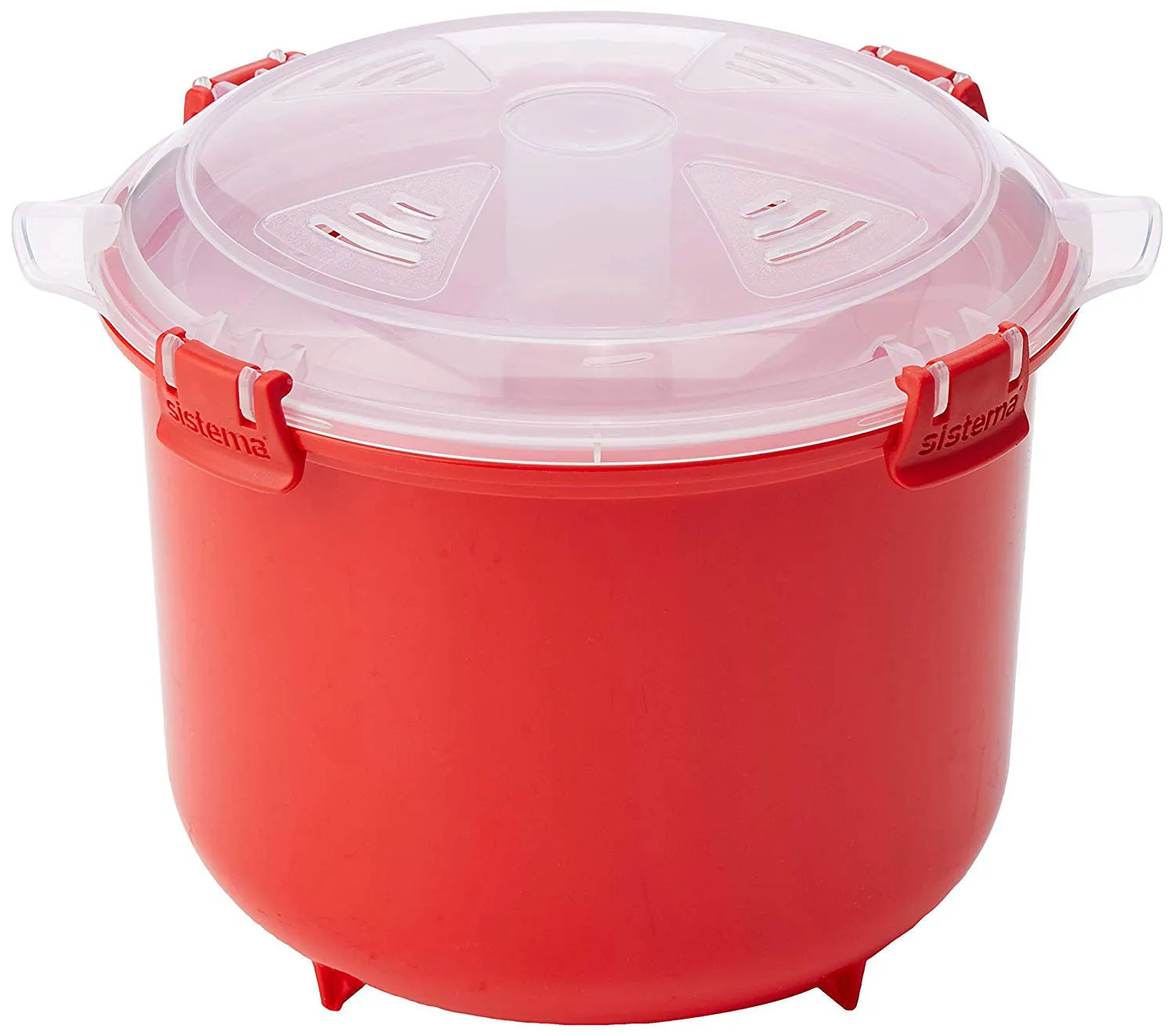 Sistema Microwave Collection Rice Steamer Cooker, Red, 2.6 Liters or 11 Cups