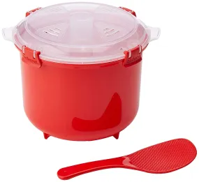 Sistema Microwave Collection Rice Steamer Cooker, Red, 2.6 Liters or 11 Cups