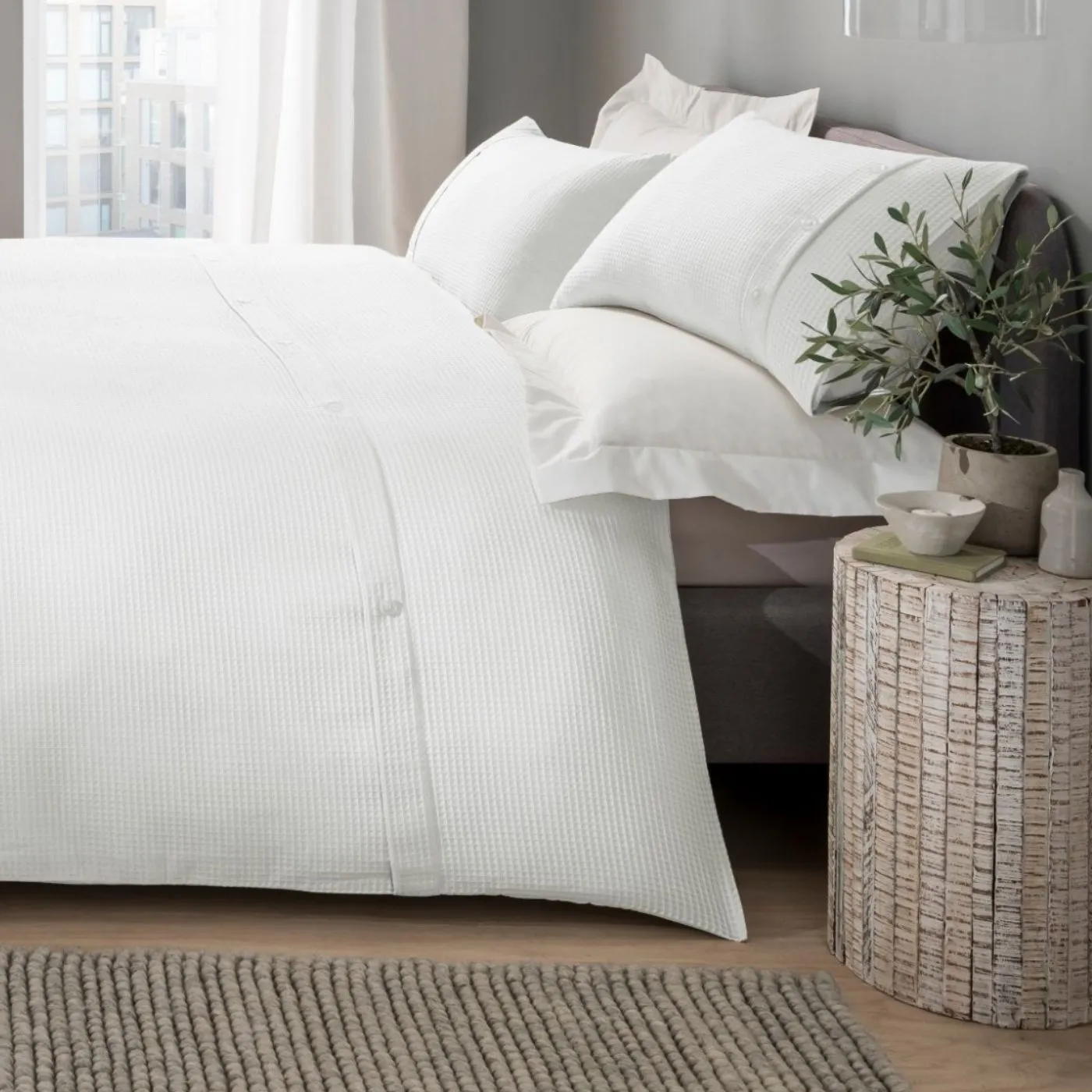 Sleepdown Waffle Duvet Set | White