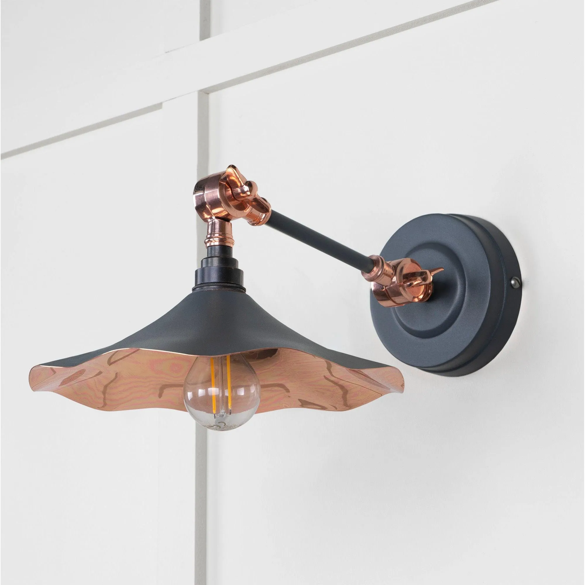 Smooth Copper Flora Wall Light in Slate | From The Anvil