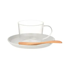 Soup Cup & Plate With Spoon Gray