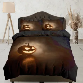 Spooky pumpkin simple halloween bedding & pillowcase, gothic duvet cover, dorm bedding, goth decor toddler bedding, halloween gift