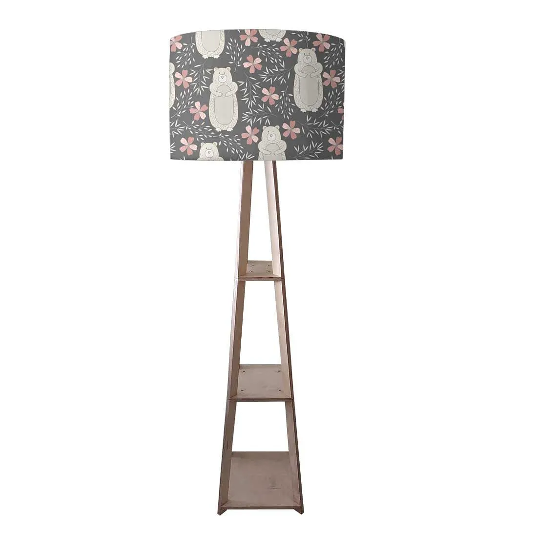 Standing Wooden Tripod Light  -   Bear and Flower