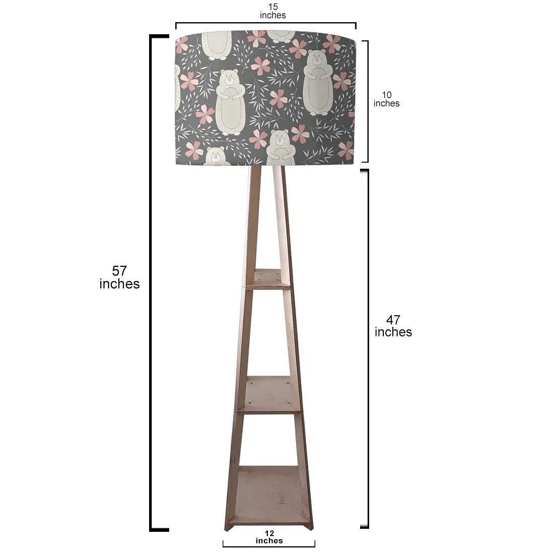 Standing Wooden Tripod Light  -   Bear and Flower