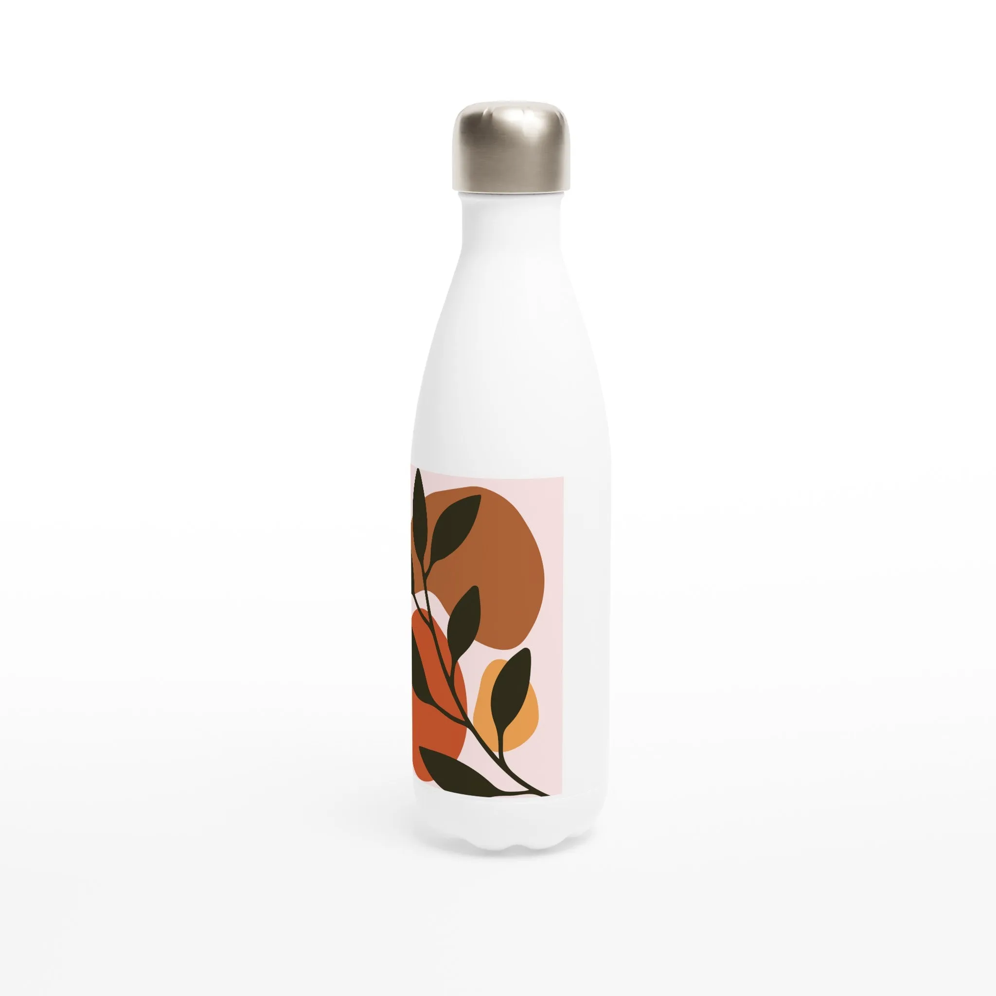 Stylish Plant Aesthetic White 17oz Stainless Steel Water Bottle – Perfect for Nature Lovers