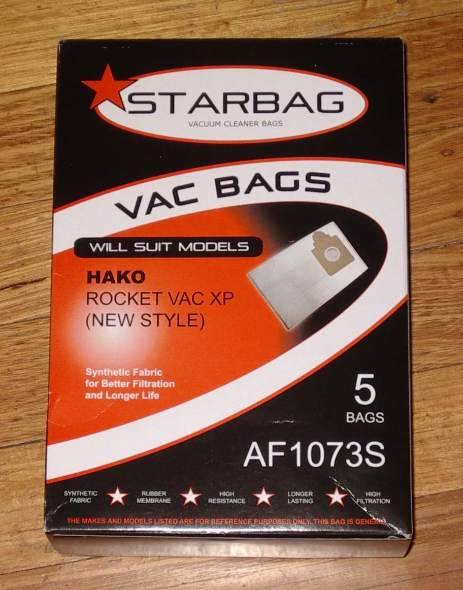 Synthetic Vacuum Cleaner Bags for Hako Rocket Vac XP (Pkt 5) - Part # AF1073S