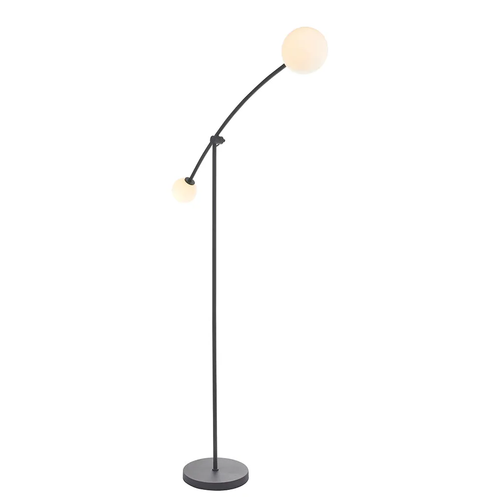 Textured Matt Black Adjustable Two Lamp Floor Lamp - ID 11058