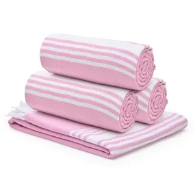 The Better Home 100% Cotton Turkish Bath Towel | Quick Drying Cotton Towel | Light Weight, Soft & Absorbent Turkish Towel (Pack of 4, Pink)