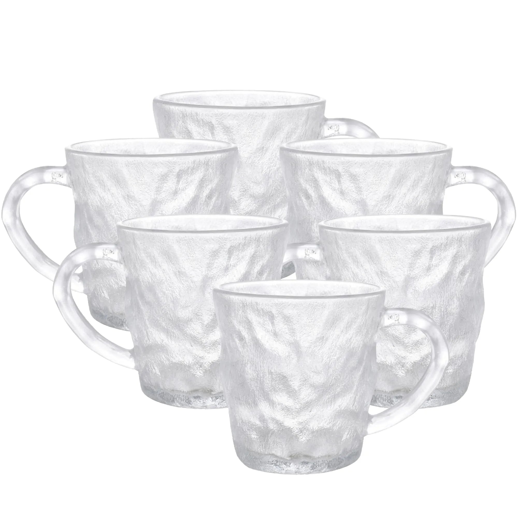 The Better Home Zest Glass Tea Cup Set of 6 (280ml Each) Lead Free Coffee Cup | Scratch-Resistance Microwave Safe Tea Cup Set |House Warming Gifts for New Home | Return Gifts for Women