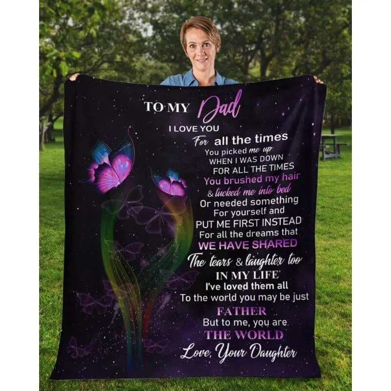 To My Dad - From Daughter - Butterfly A319 - Premium Blanket