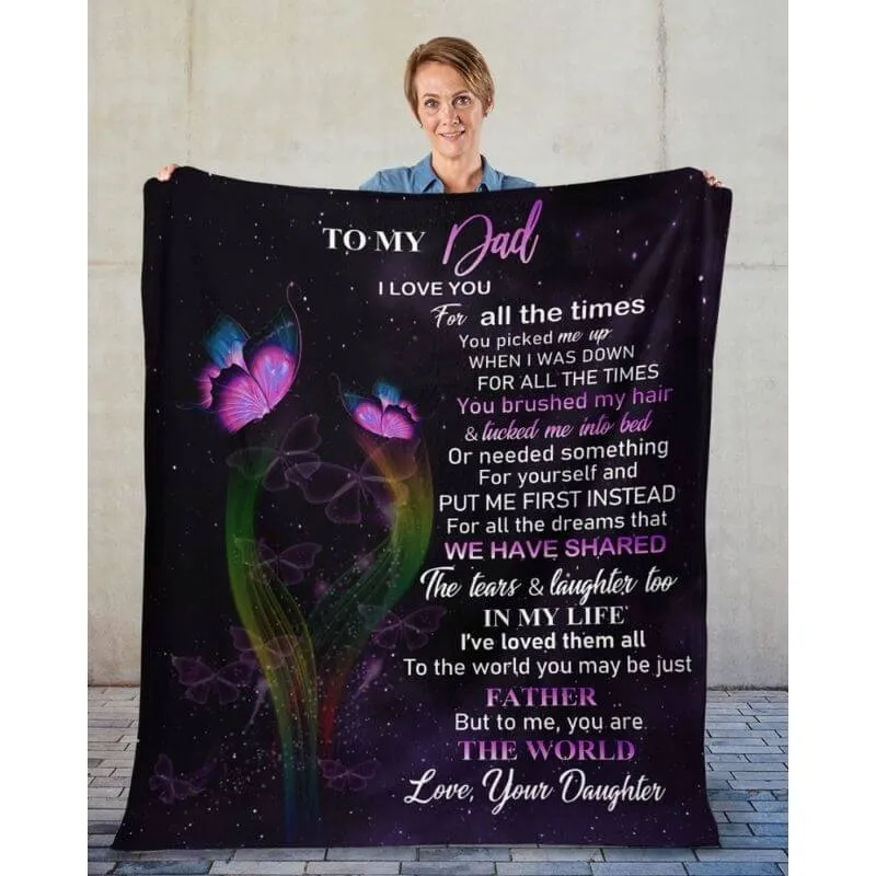 To My Dad - From Daughter - Butterfly A319 - Premium Blanket