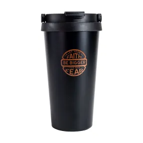 Travel Mug-Faith Bigger Than Fear-Copper Ink/Black Mug