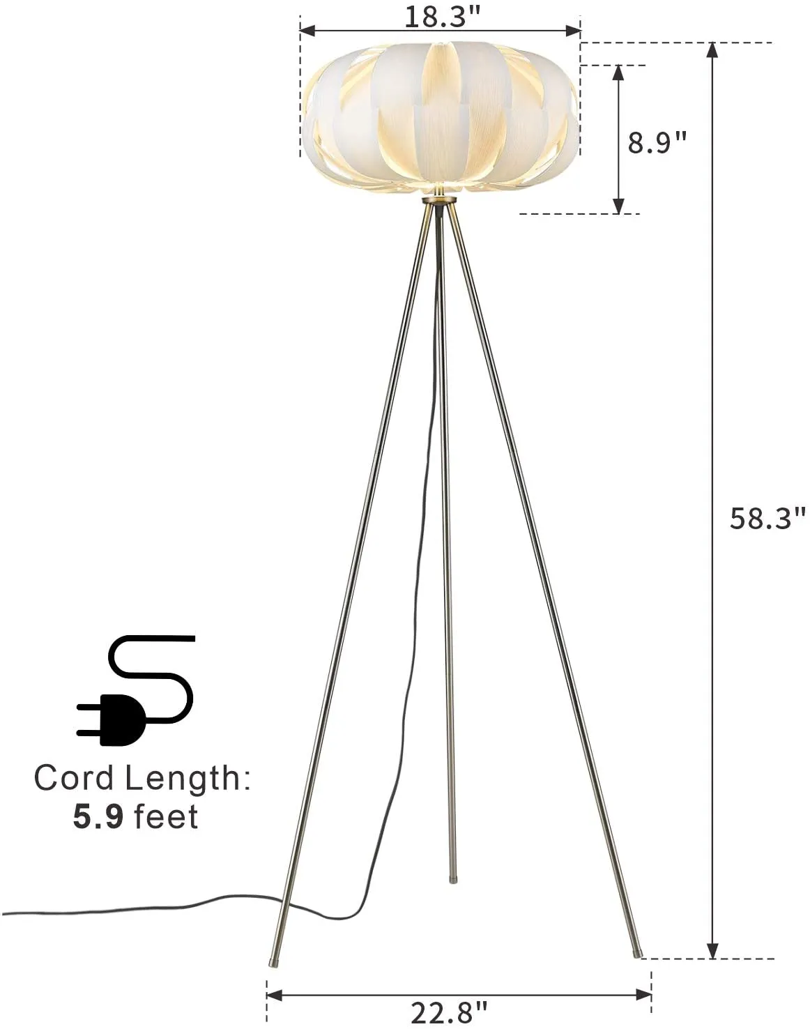 Tripod Floor Lamp - Floor Reading Lamp for Living Room