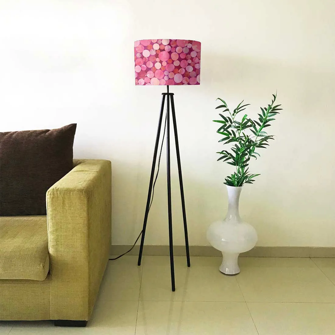 Tripod Floor Lamp Standing Light for Living Rooms -Pink Confetti