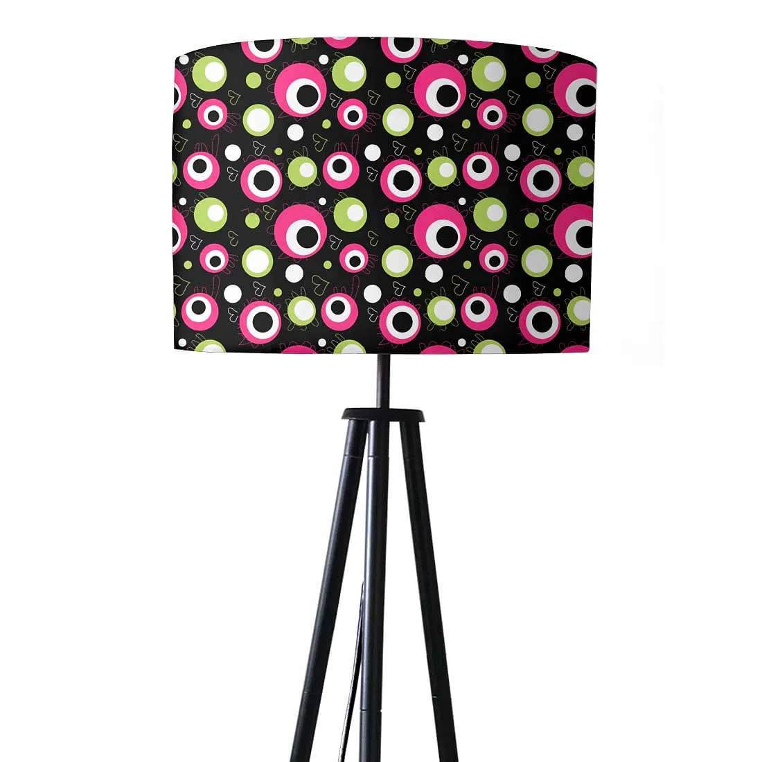 Tripod Floor Lamp Standing Light for Living Rooms -Pink Green Polka