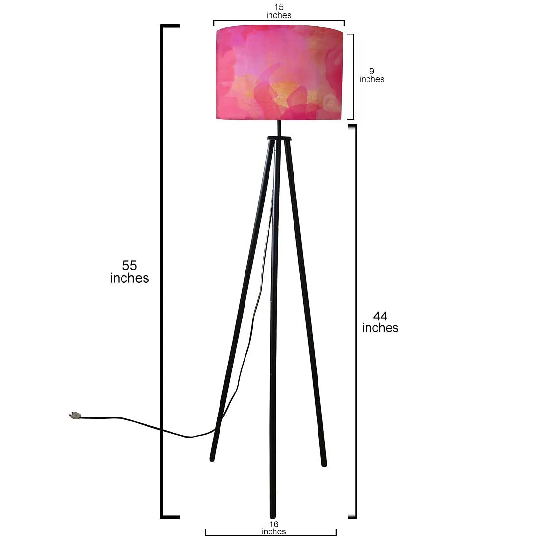 Tripod Floor Lamp Standing Light for Living Rooms -Pink Watercolor