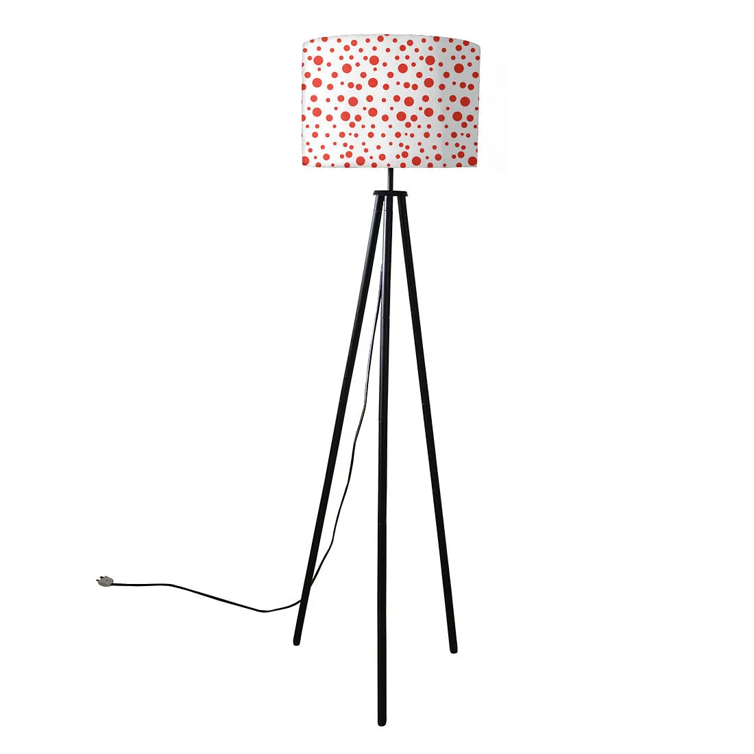 Tripod Floor Lamp Standing Light for Living Rooms -Red Polka Dots