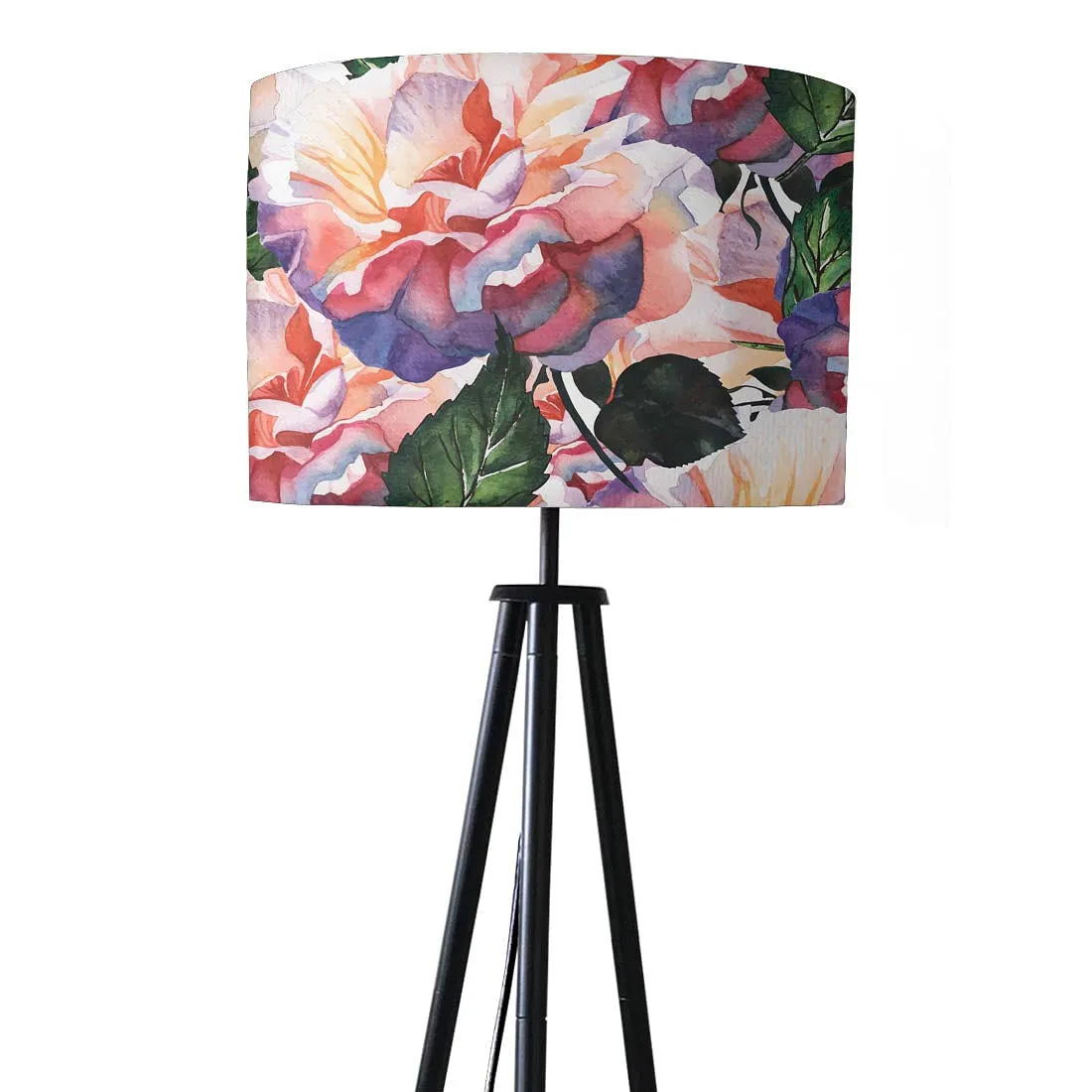 Tripod Standing Floor Lamp -Purple Flowers