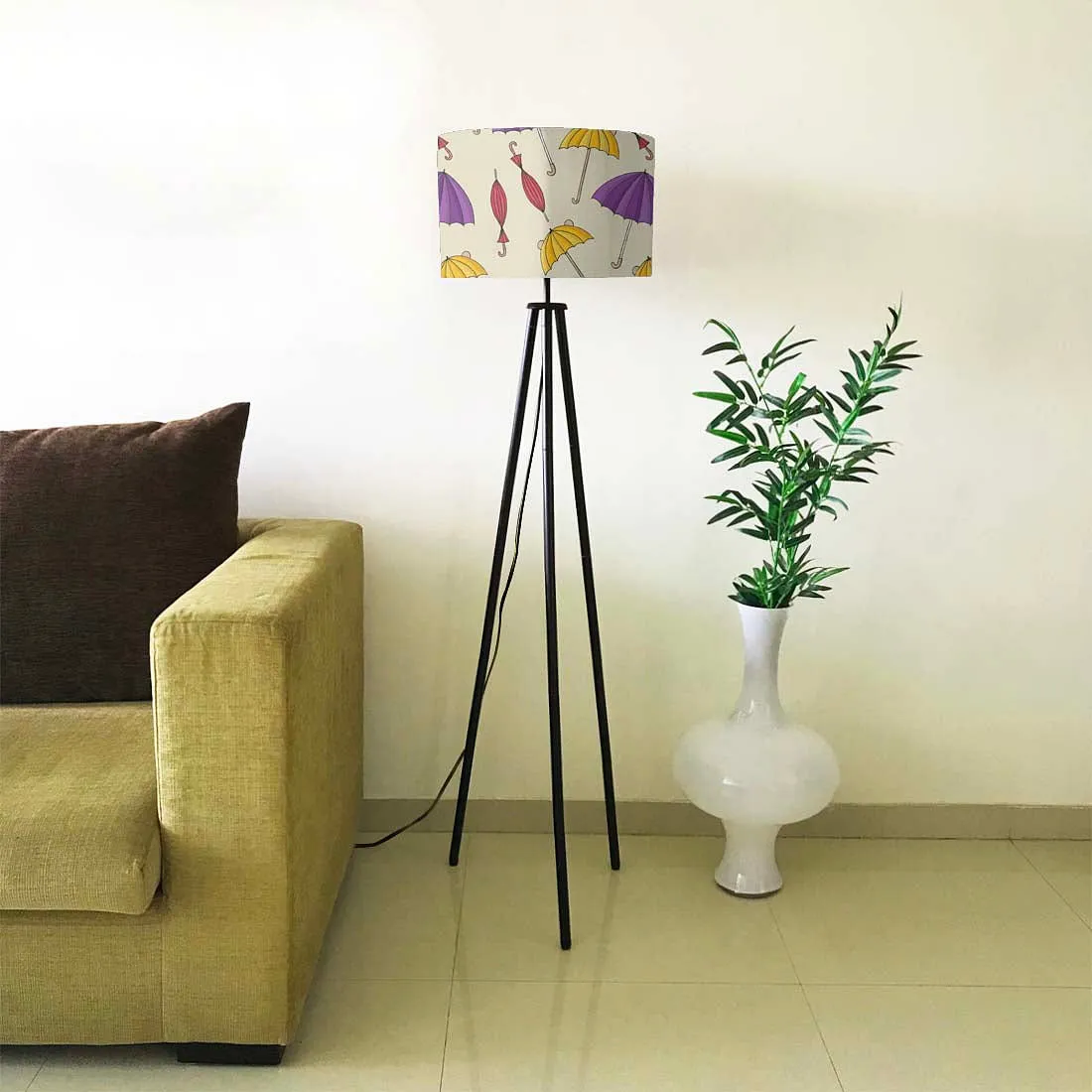 Tripod Standing Floor Lamp -Vintage Umbrellas