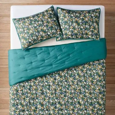 Twin/Twin Extra Long Printed Floral Quilt and Sham Set Blue - Opalhouse designed with Jungalow