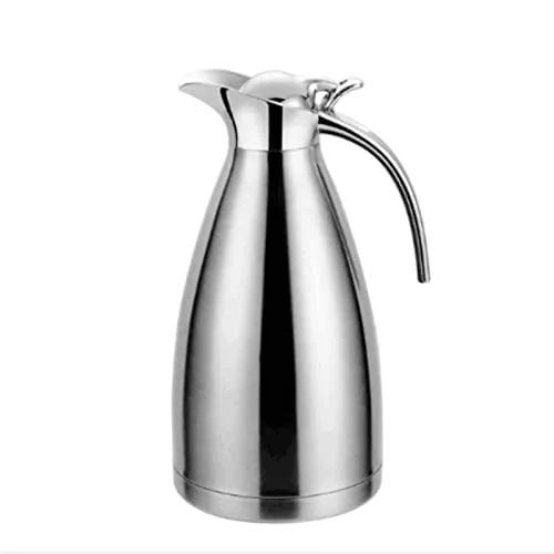 UYKUM Coffee Pot, 2L Vacuum Insulation Double Wall Stainless Steel Coffee Pot Milk Tea Jug Water Carafe Flask Thermal Thermos Bottles (Color : Silver)