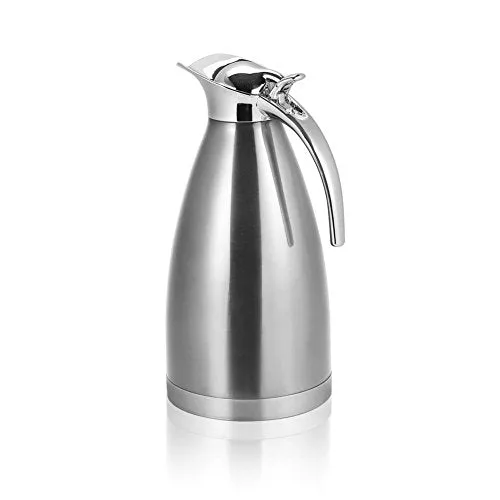 Vacuum Insulated Jug Thermal Carafe Stainless Steel Double Wall Insulation Pot For Coffee Juice Milk Tea Beverages Silver(1.5L/2L)(Silver-2L)