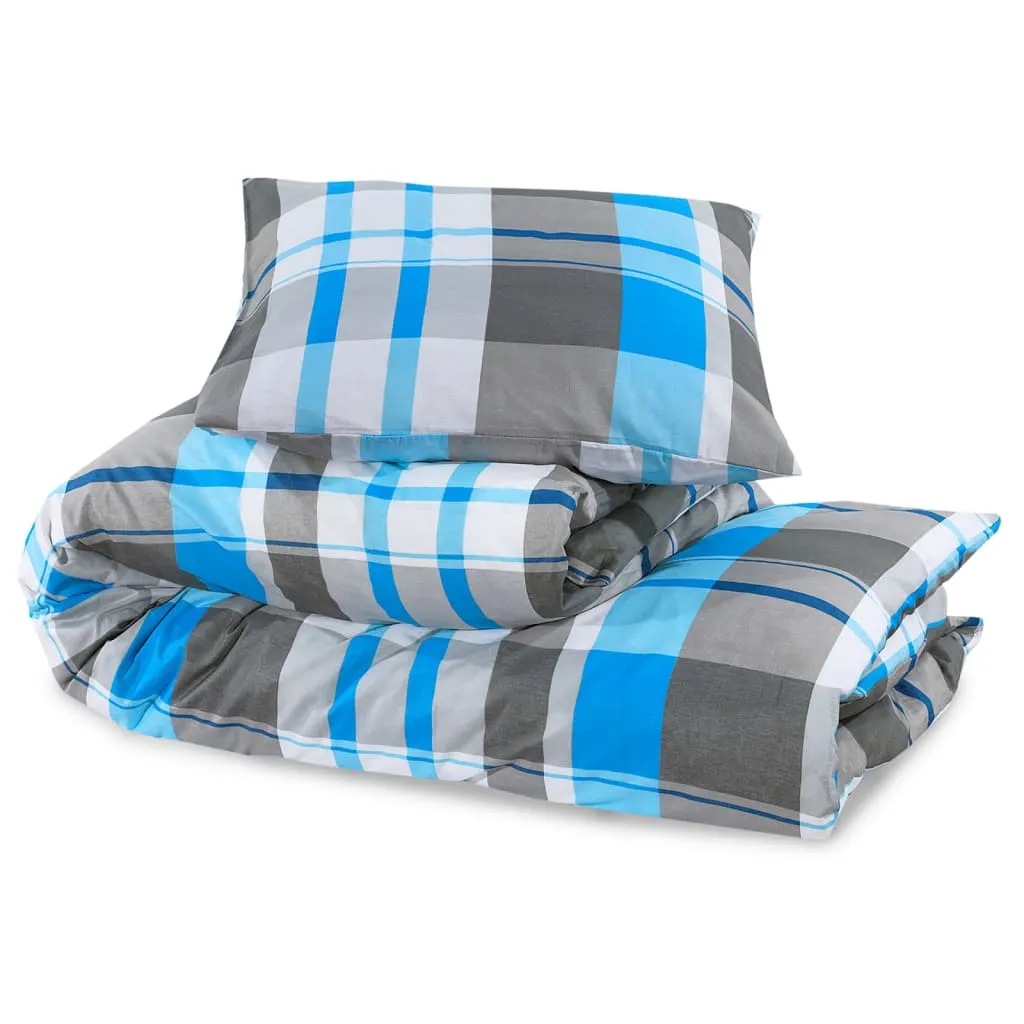 vidaXL Duvet Cover Set Blue and Grey 200x200 cm Cotton